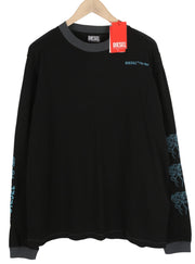 DIESEL T-Justle-LS-E9 Men T-Shirt XL Black Long Sleeve Crew Neck Cotton RRP€135