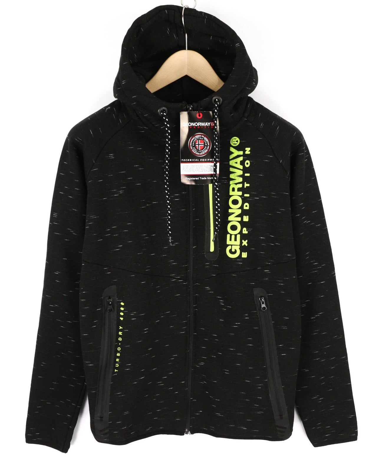 GEO NORWAY Expedition Men Hoodie M Turbo-Dry 4000 Hooded Zipper Straps Black