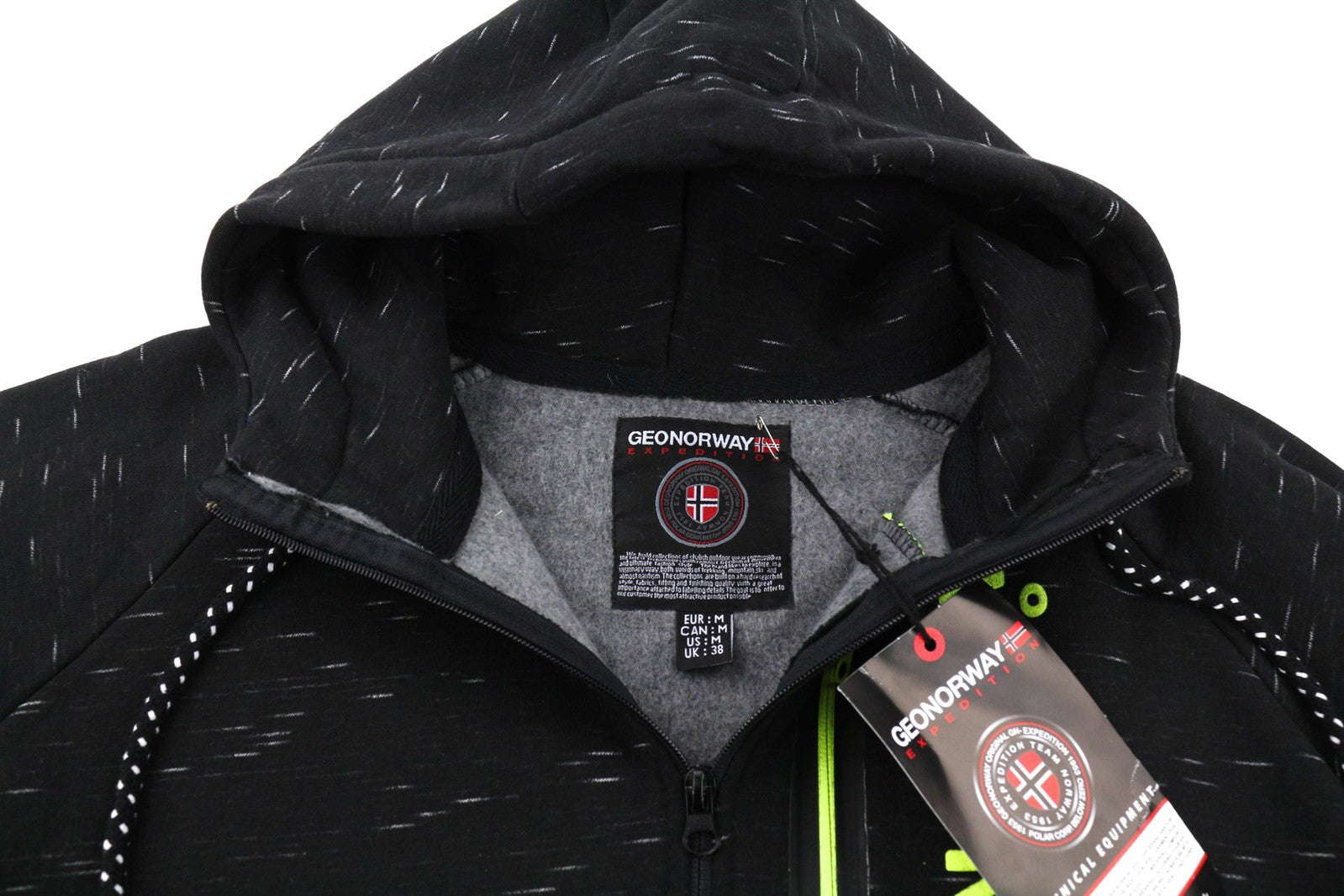 GEO NORWAY Expedition Men Hoodie M Turbo-Dry 4000 Hooded Zipper Straps Black