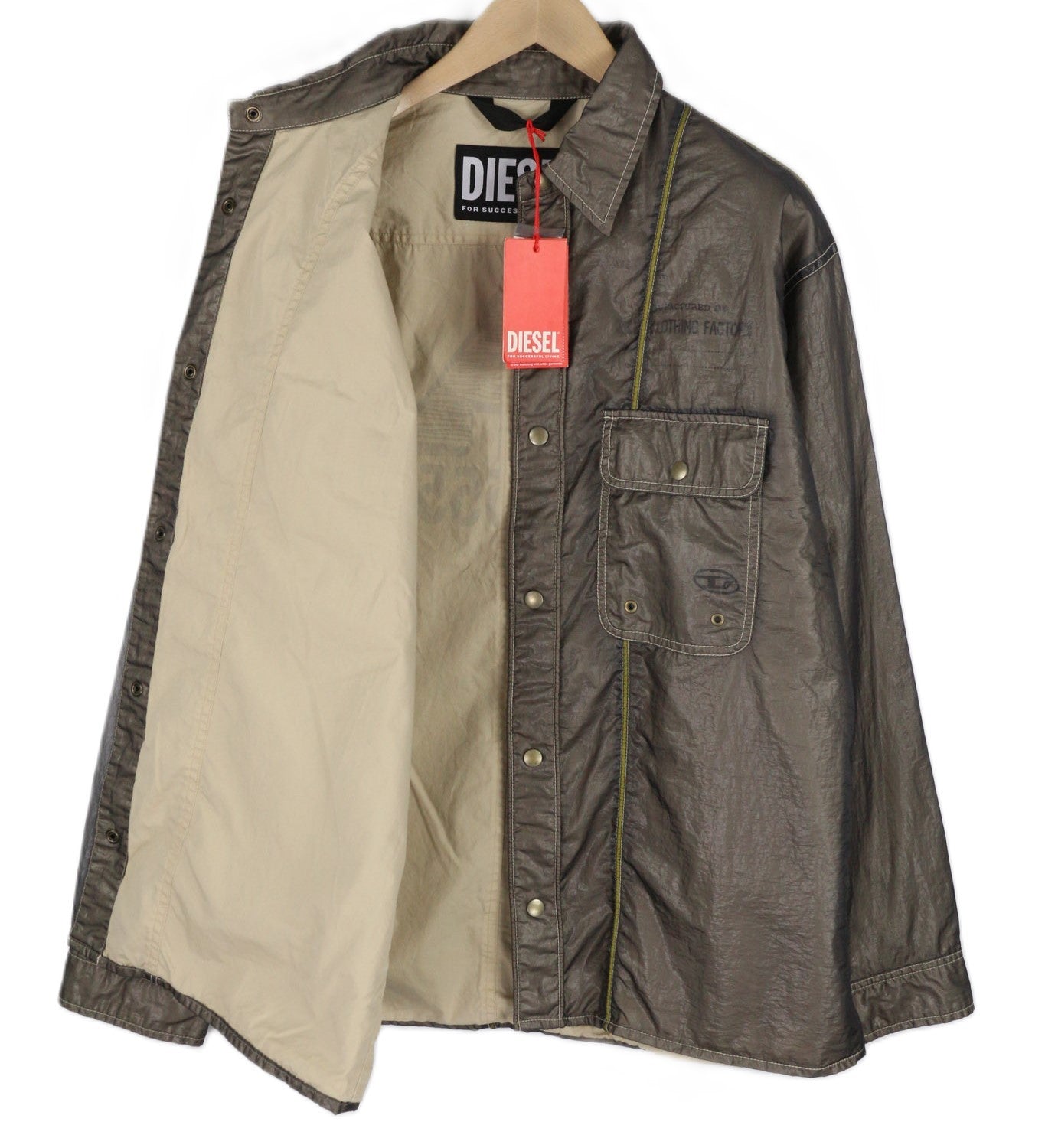 DIESEL S-U24 Men Jacket L Snap Buttons Shiny Look Lined  Lightweight RRP€275