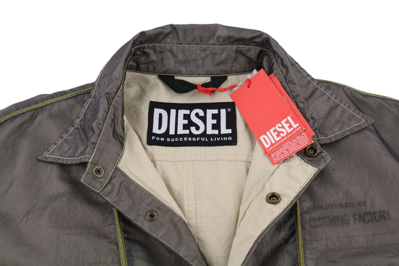 DIESEL S-U24 Men Jacket L Snap Buttons Shiny Look Lined  Lightweight RRP€275