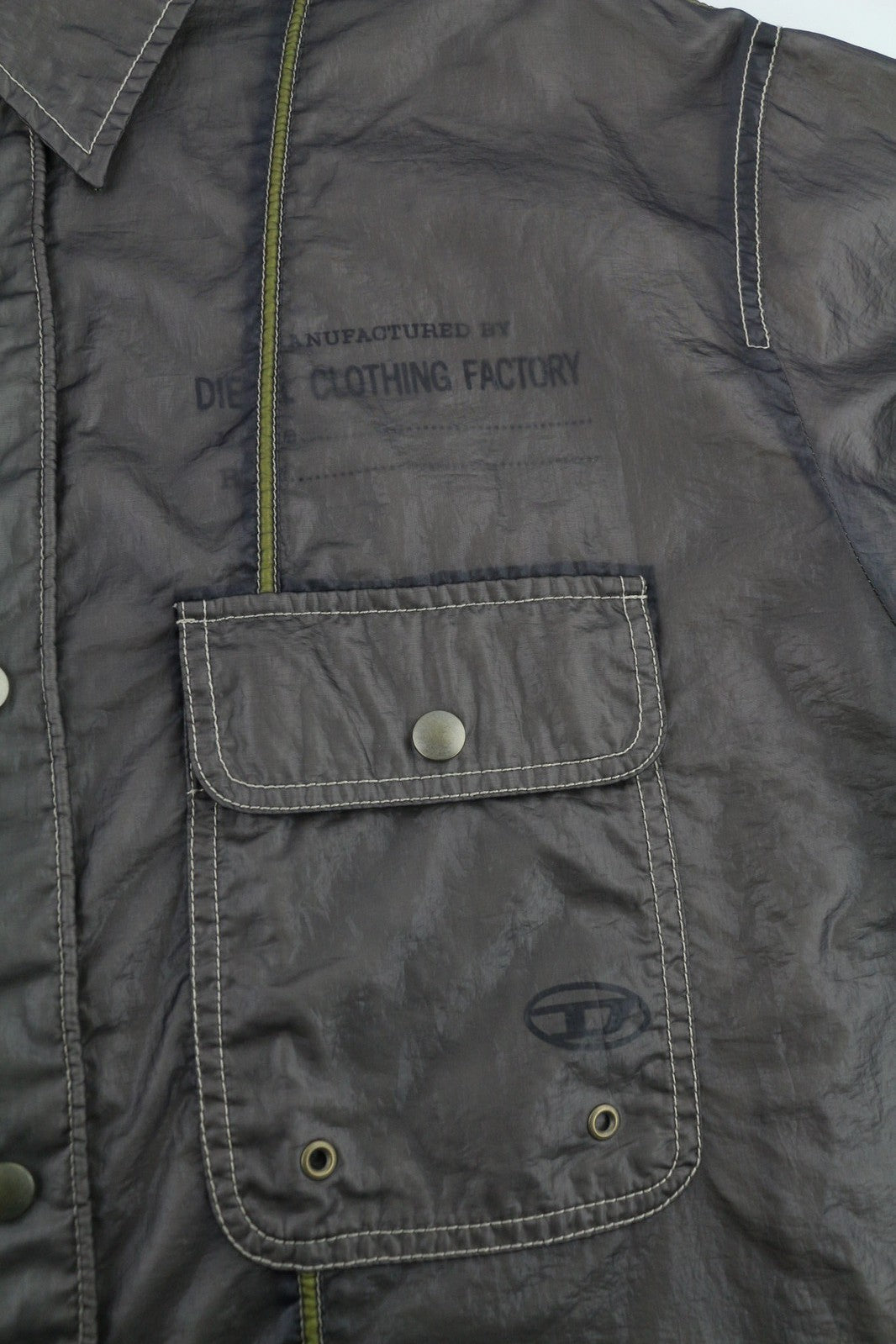 DIESEL S-U24 Men Jacket L Snap Buttons Shiny Look Lined  Lightweight RRP€275