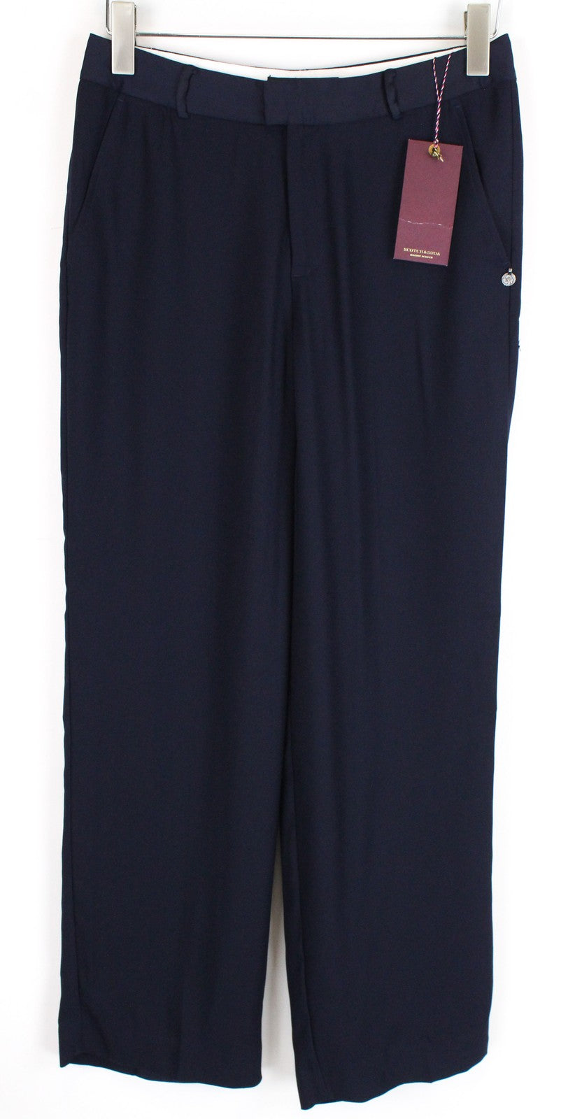 MAISON SCOTCH Women Trousers S Loose Navy Lightweight Classic Slit Pockets
