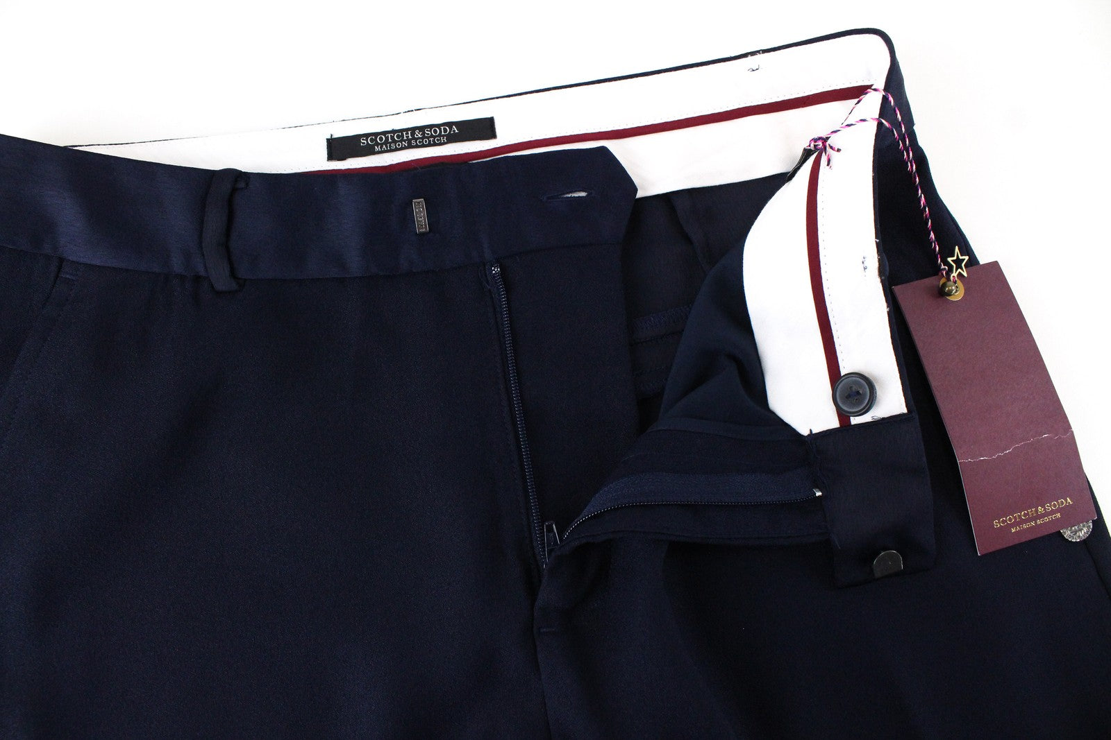 MAISON SCOTCH Women Trousers S Loose Navy Lightweight Classic Slit Pockets