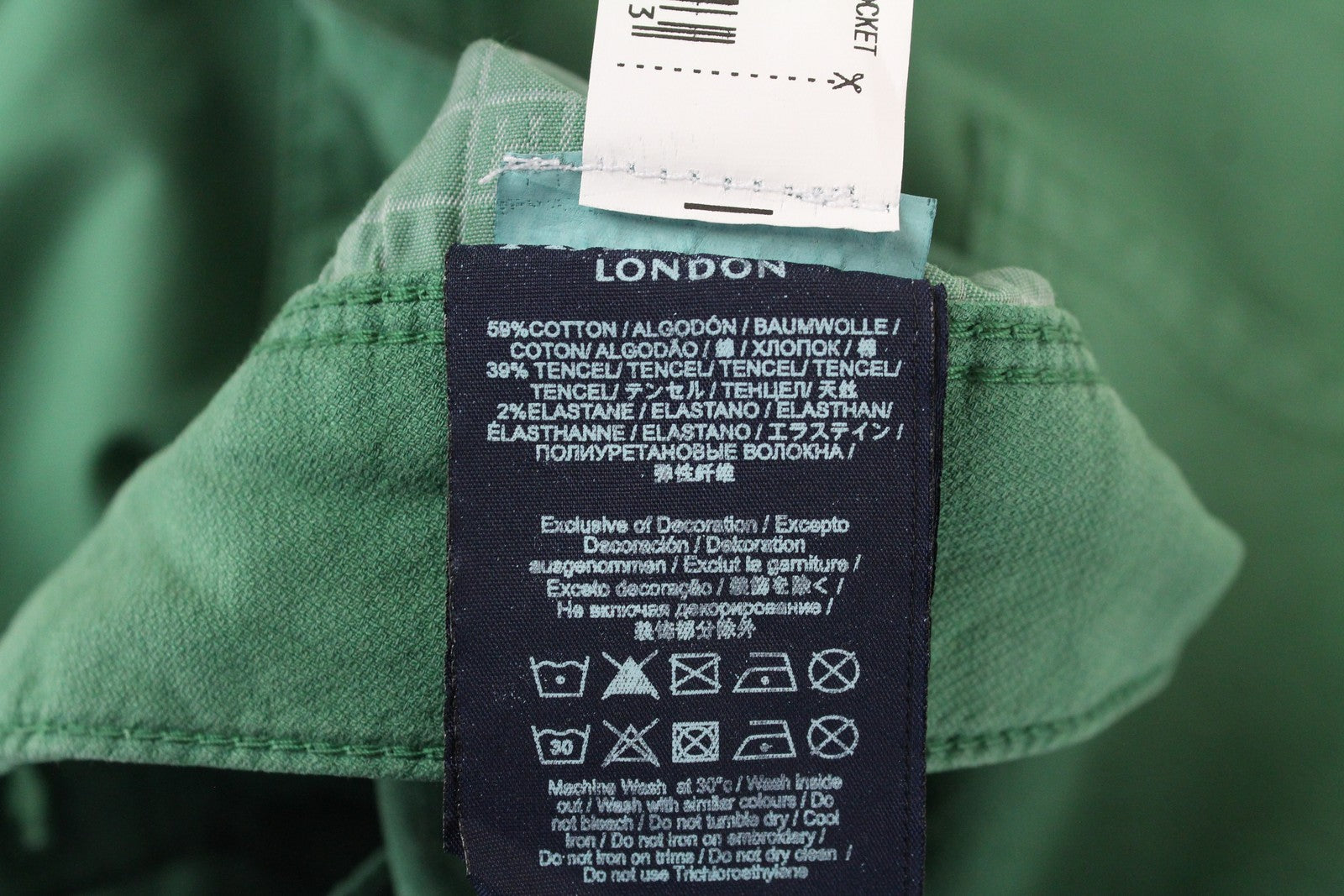 HACKETT Men Trousers 31 Green Slim Fit Cotton Stretch Pocket Flat Front