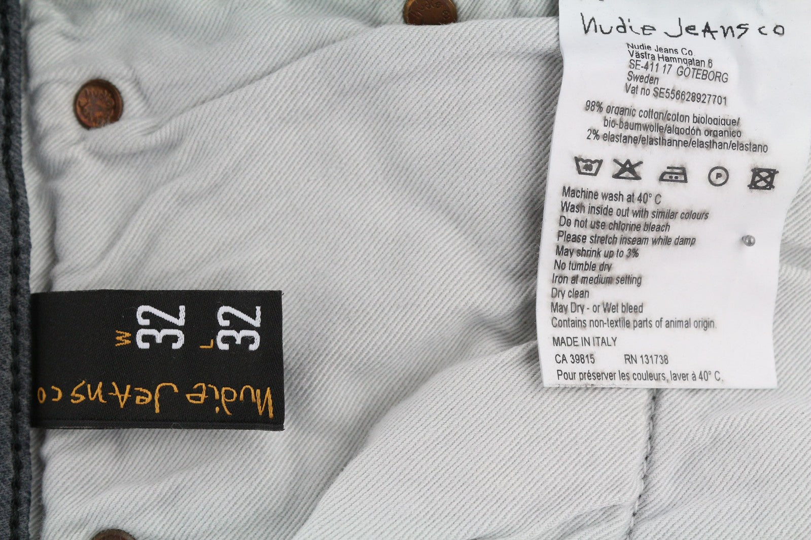 NUDIE JEANS Thin Finn Men Jeans W32/L32 Slim Fit Grey Wash Casual Elastane