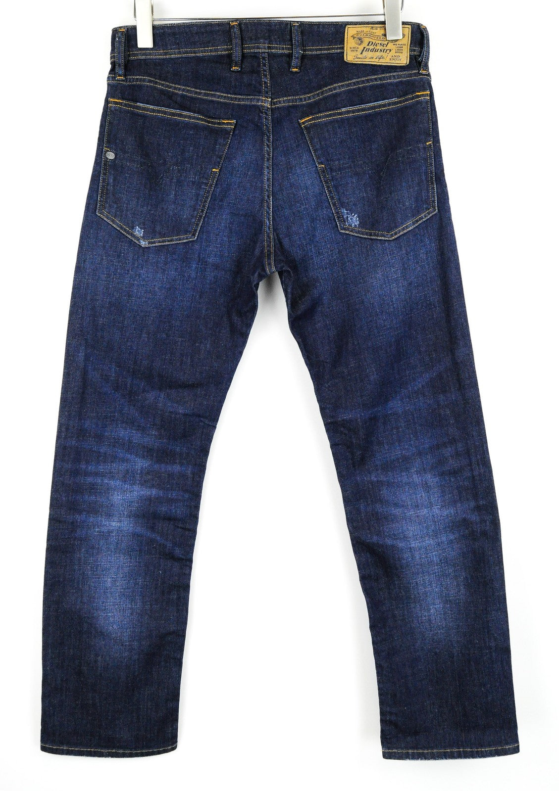 DIESEL Waykee R7NA8 Men Jeans W28/L30 Washed Dark Blue Cotton Straight Leg
