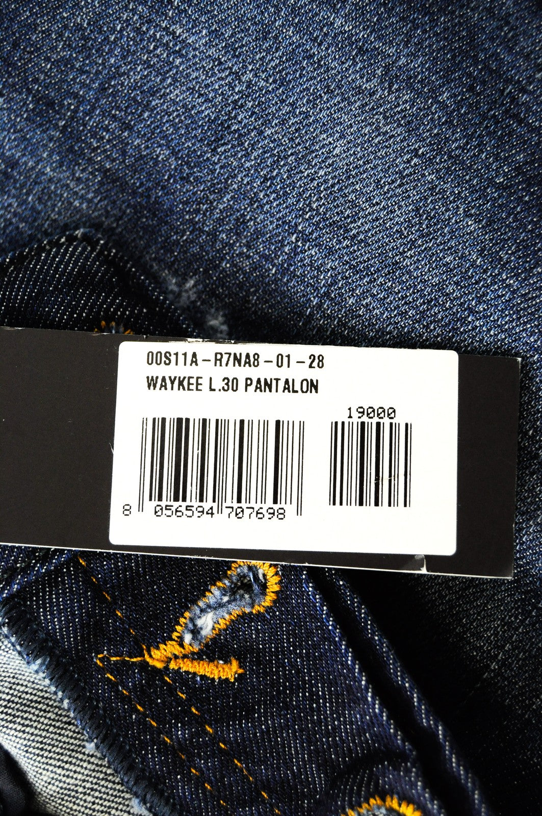 DIESEL Waykee R7NA8 Men Jeans W28/L30 Washed Dark Blue Cotton Straight Leg