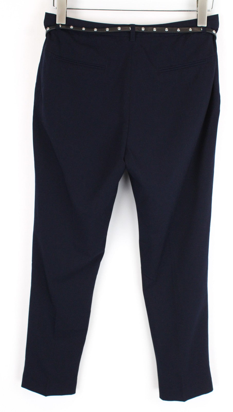 MAISON SCOTCH Women Trousers S Navy Slim Pleated Belted Stretch Classic