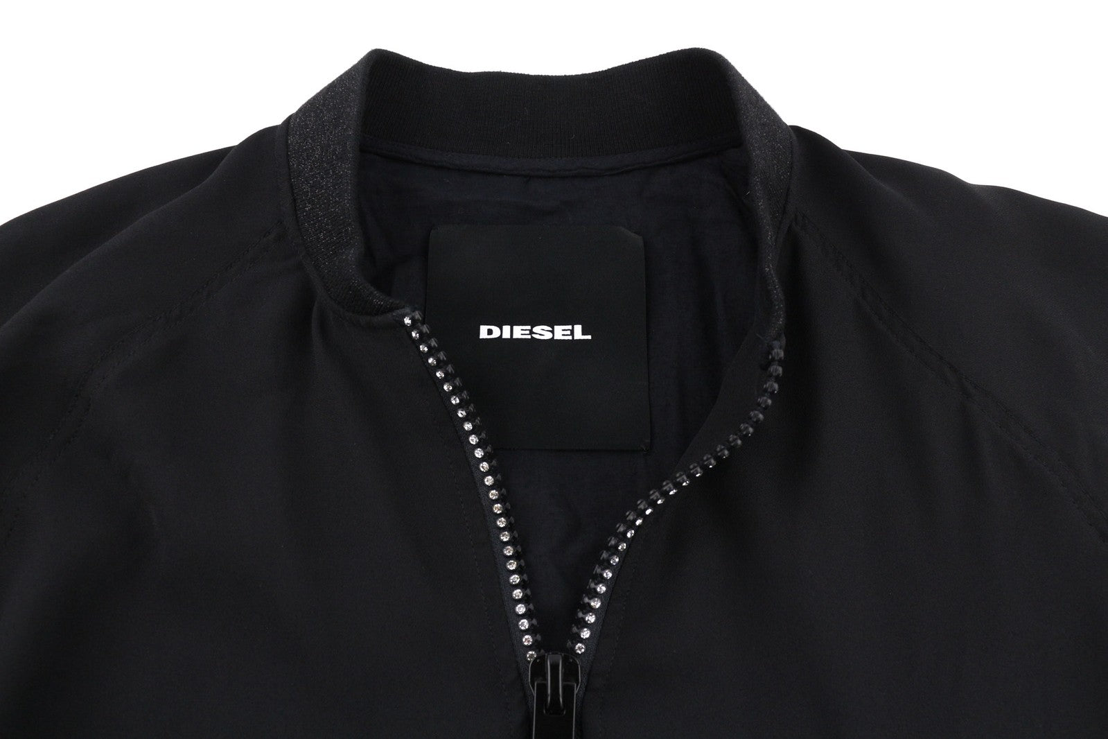 DIESEL G-Absol-L Women Jacket L Black Bomber Zipper Pockets Lined RRP€250