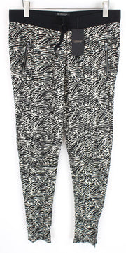MAISON SCOTCH Women Trousers L Black White Slim Zebra Patterned Cotton Blend