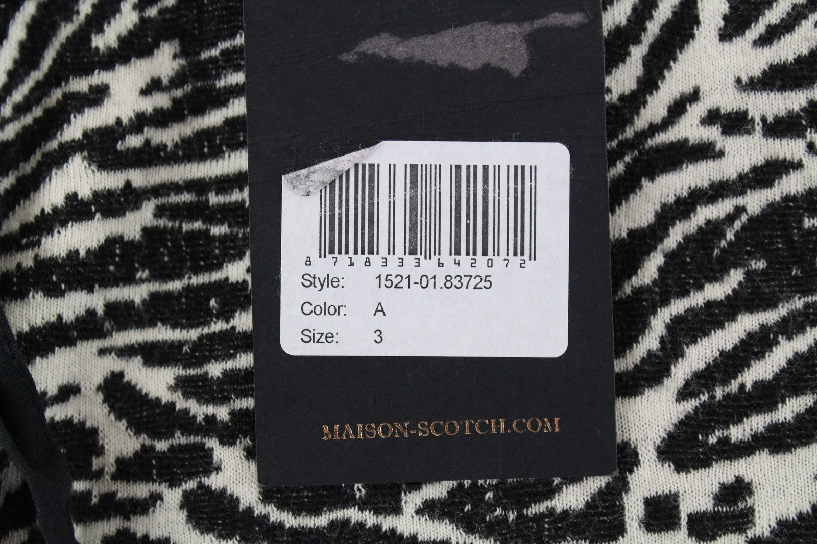 MAISON SCOTCH Women Trousers L Black White Slim Zebra Patterned Cotton Blend