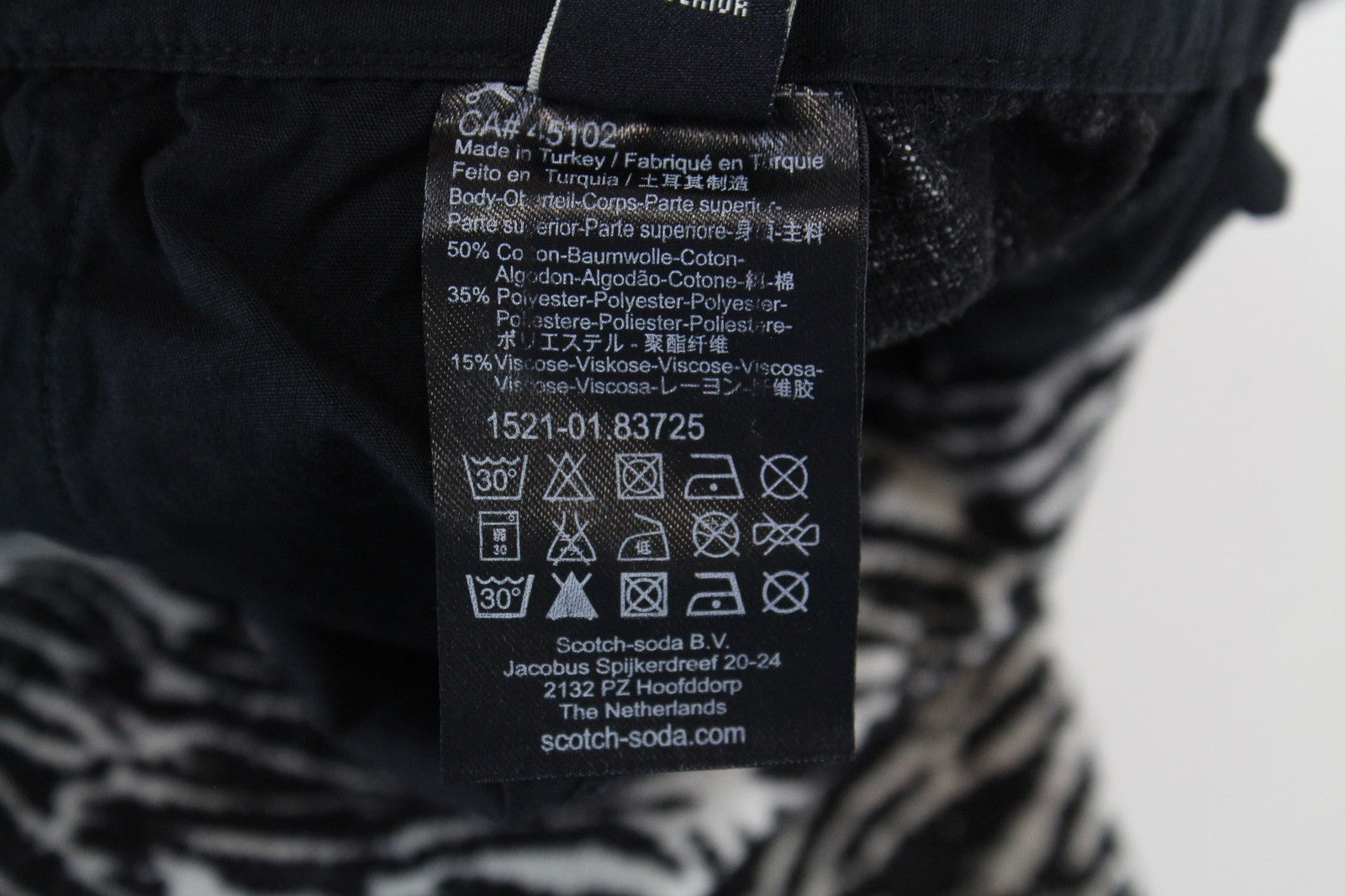 MAISON SCOTCH Women Trousers L Black White Slim Zebra Patterned Cotton Blend