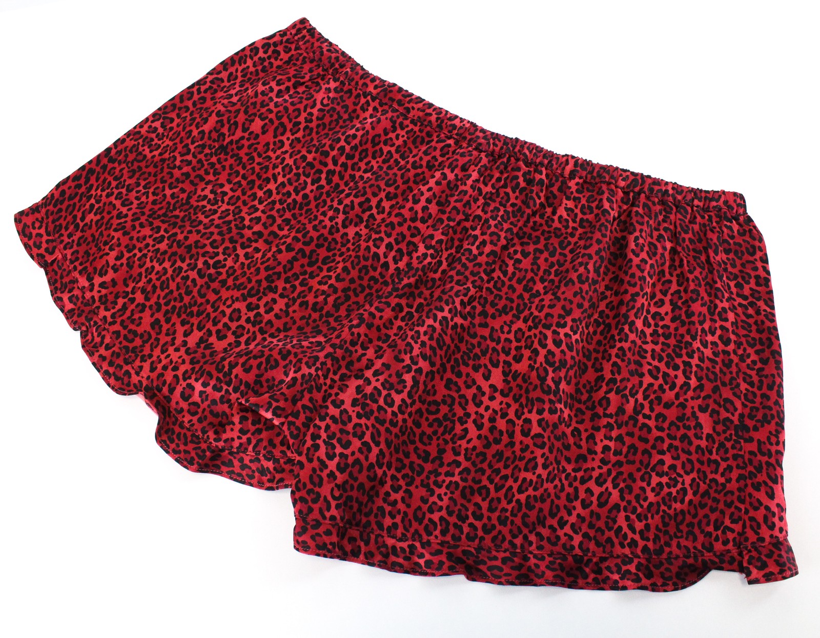 MAISON SCOTCH Women Shorts L Red Cheetah Patterned Frills Cotton Blend Pull On