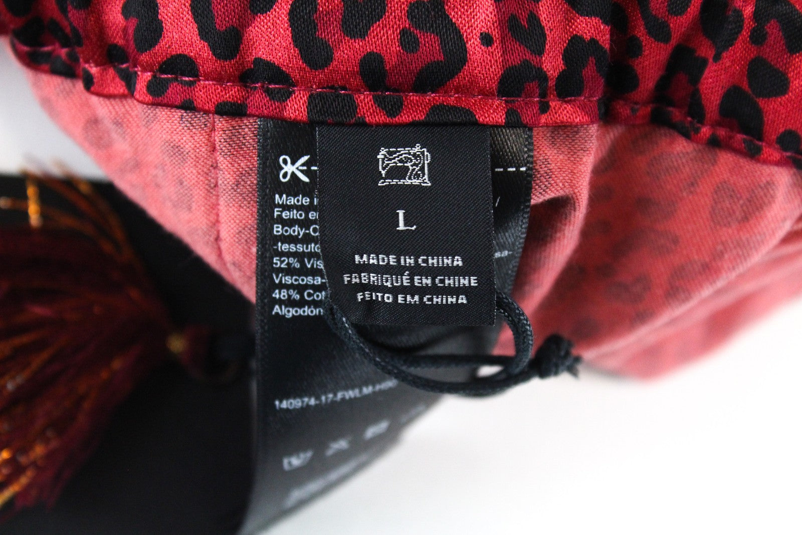 MAISON SCOTCH Women Shorts L Red Cheetah Patterned Frills Cotton Blend Pull On