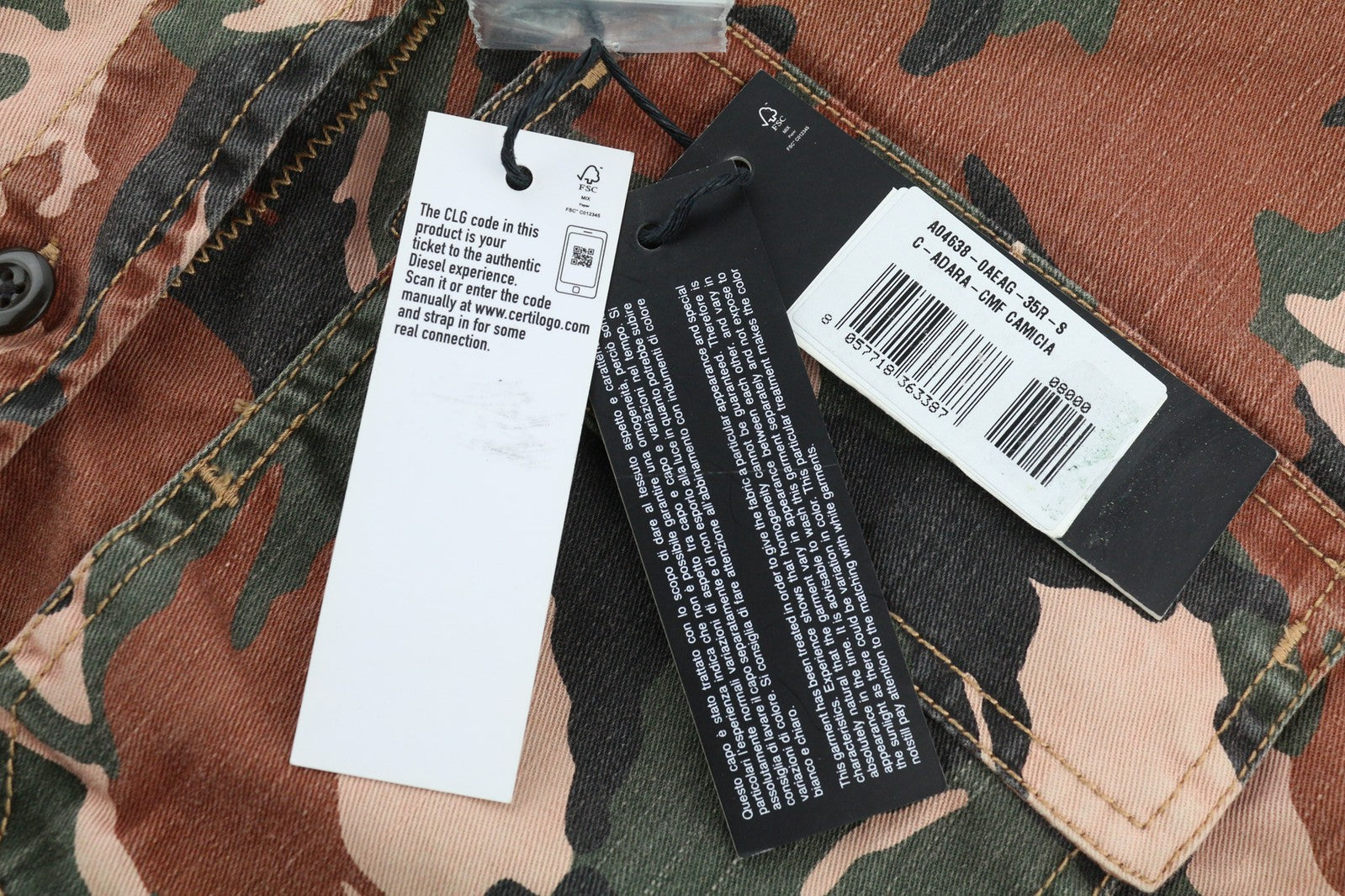 DIESEL C-Adara-Cmf Women Jacket S Short Sleeve Cropped Camouflage RRP175