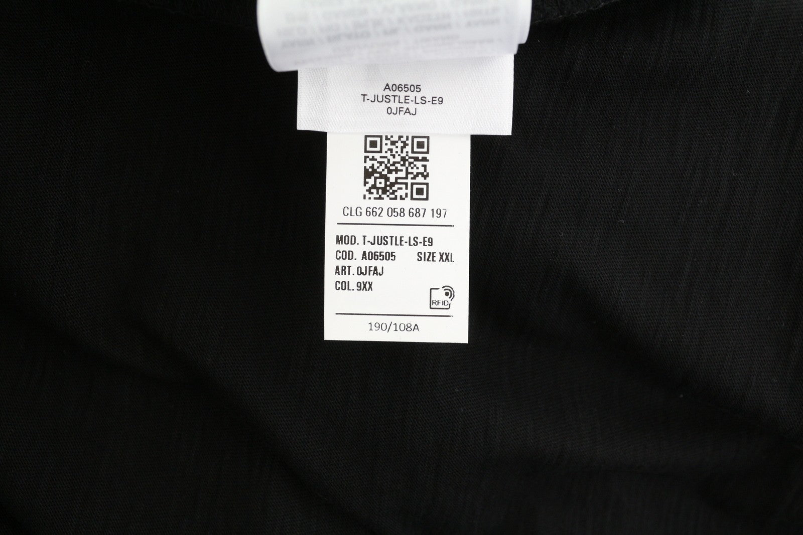 DIESEL T-Justle-LS-E9 Men T-Shirt 2XL Black Long Sleeve Crew Neck Cotton RRP€135