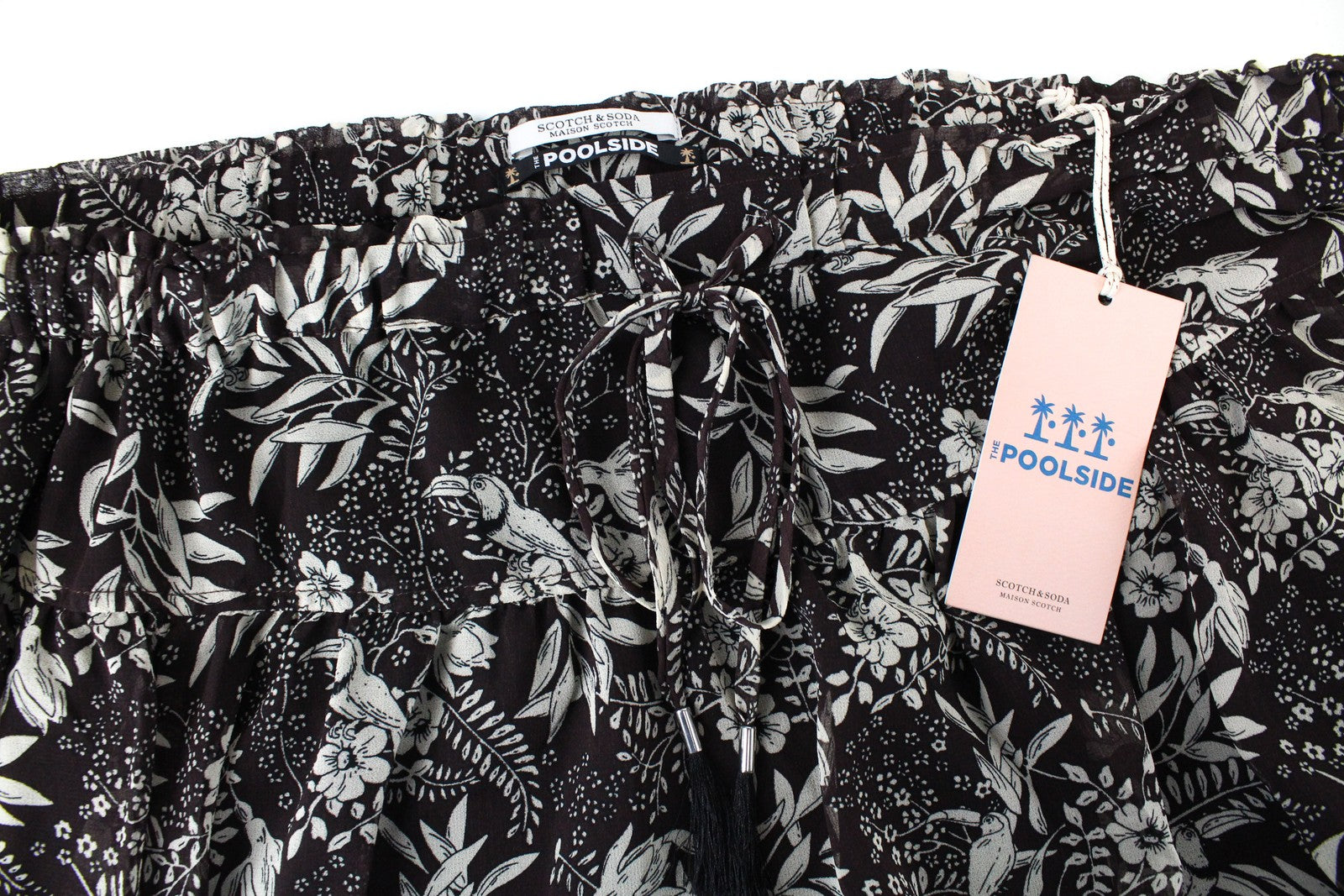 MAISON SCOTCH The Poolside Women Skirt XL Brown Pattern Waistband Pull On Lined