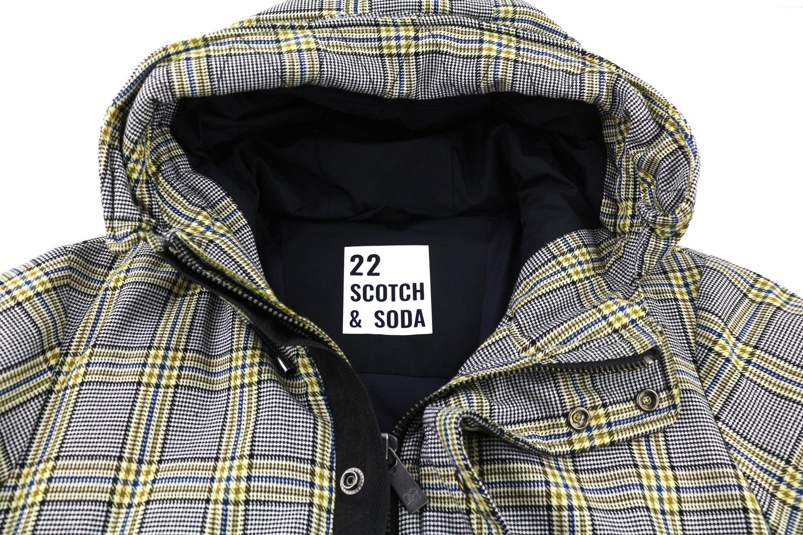 SCOTCH & SODA Men Jacket ~M Checked Hooded Lined Insulation Zipper Casual Logo