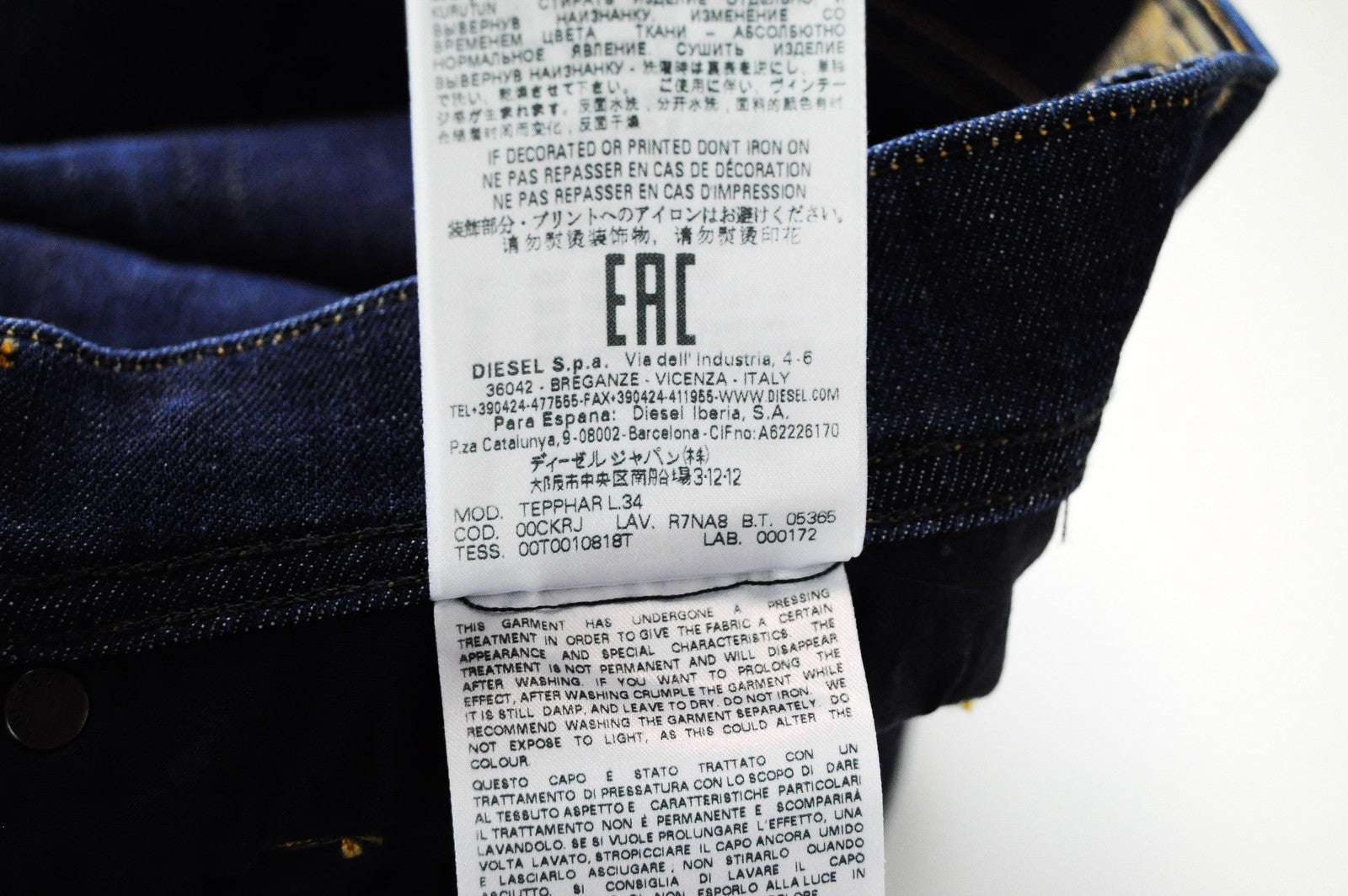 DIESEL Tepphar R7NA8 Men Jeans W32/L34 Slim Carrot Washed Blue Stretch Pants