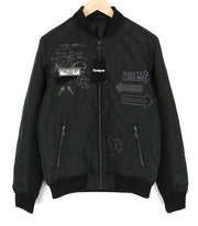 DESIGUAL Men Jacket L Bomber Insulation Patches Logo Zipper Pockets Lined Black