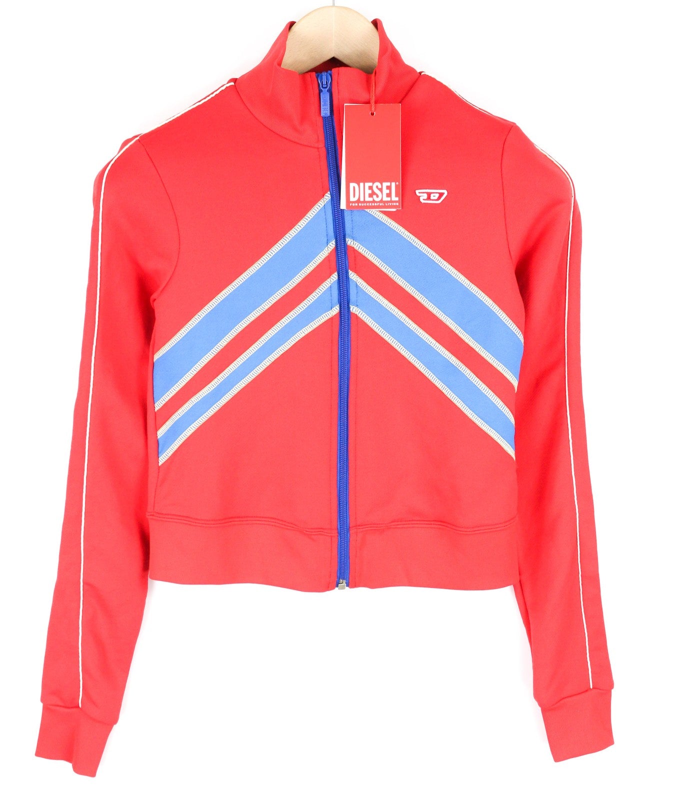 DIESEL F-Macs Women Sweatshirt S Full Zip High Neck Pockets Patterned RRP€195