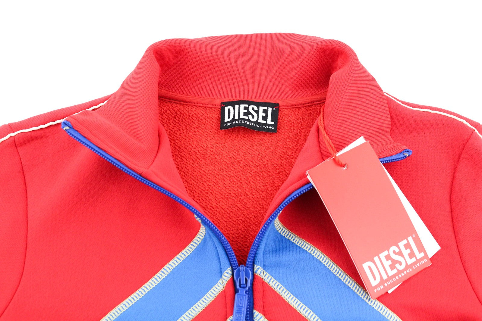 DIESEL F-Macs Women Sweatshirt S Full Zip High Neck Pockets Patterned RRP€195