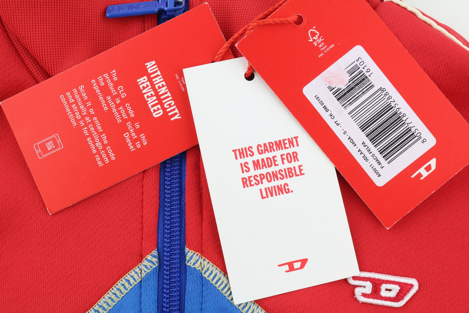 DIESEL F-Macs Women Sweatshirt S Full Zip High Neck Pockets Patterned RRP€195