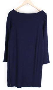 MAISON SCOTCH Women Dress S Blue Long Sleeved Round Neck Ribbed Stretch