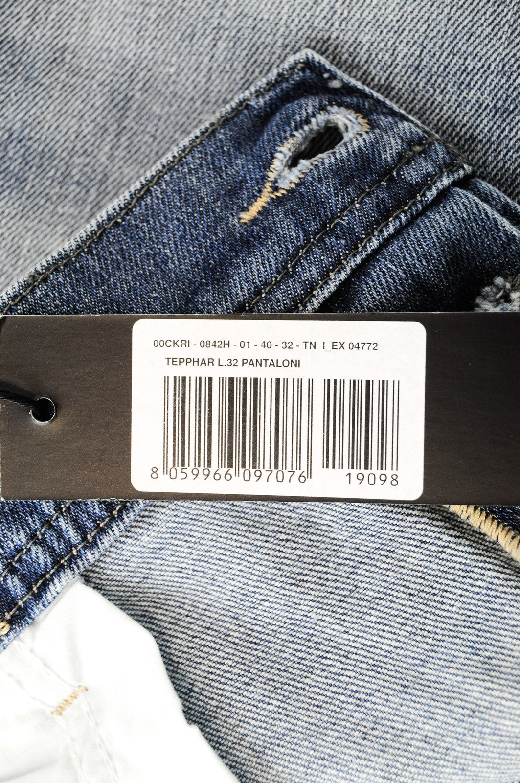 DIESEL Tepphar 0842H Men Jeans W40/L32 Slim Carrot Fit Blue 5-Pocket Stretch