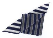 SUITSUPPLY Men's Blue Grey Pocket Square Wool Silk Striped 33 x 33 cm