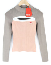 DIESEL M-Mesa Women Jumper XS Pullover Mock Neck Cut-Out Detail Knitted RRP€175