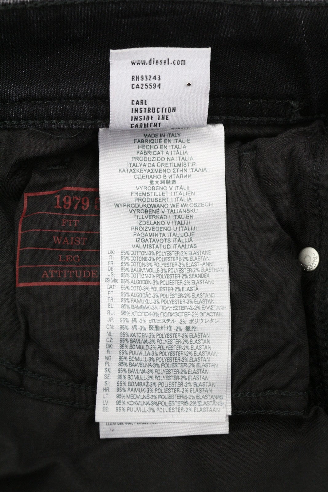 DIESEL 1979 Sleenker 09A89 Men Jeans W34/L30 Skinny  Low Waist Distress RRP€275