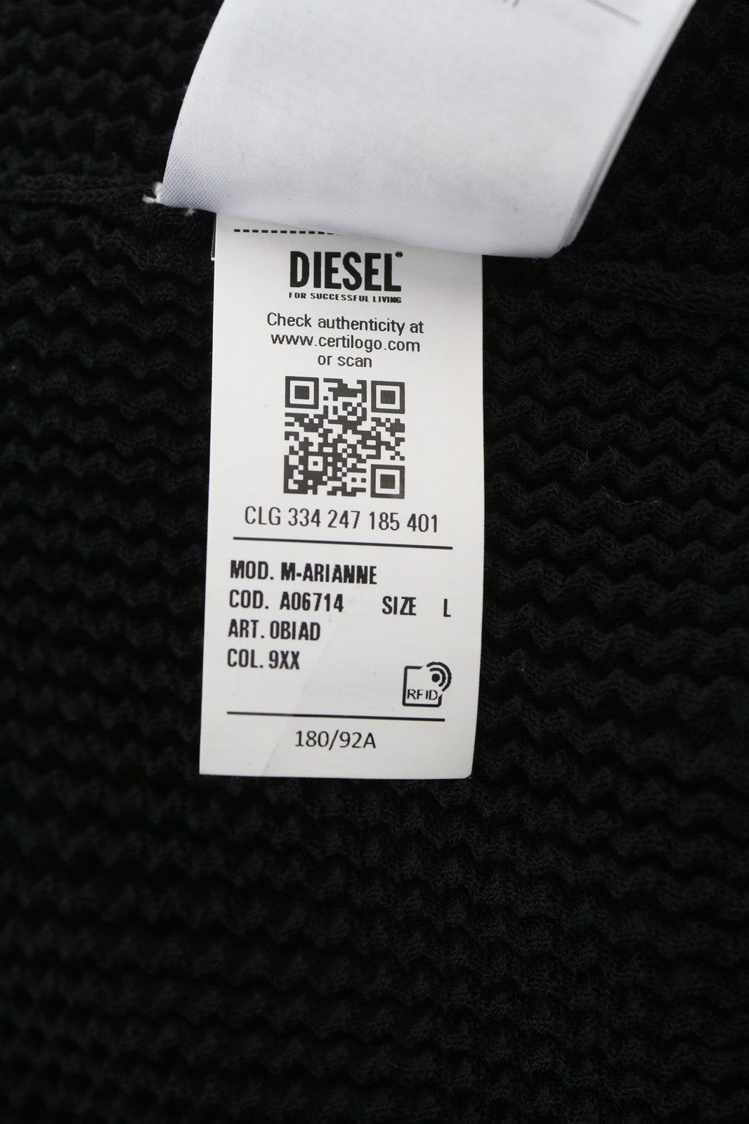 DIESEL M-Arianne Women Jumper L Pullover Crew Neck Knitted Stretch Black RRP€175