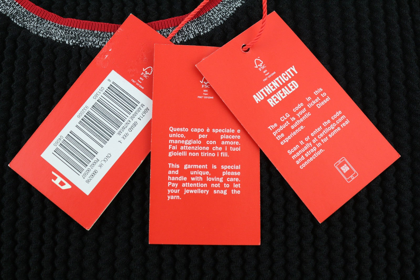 DIESEL M-Arianne Women Jumper L Pullover Crew Neck Knitted Stretch Black RRP€175