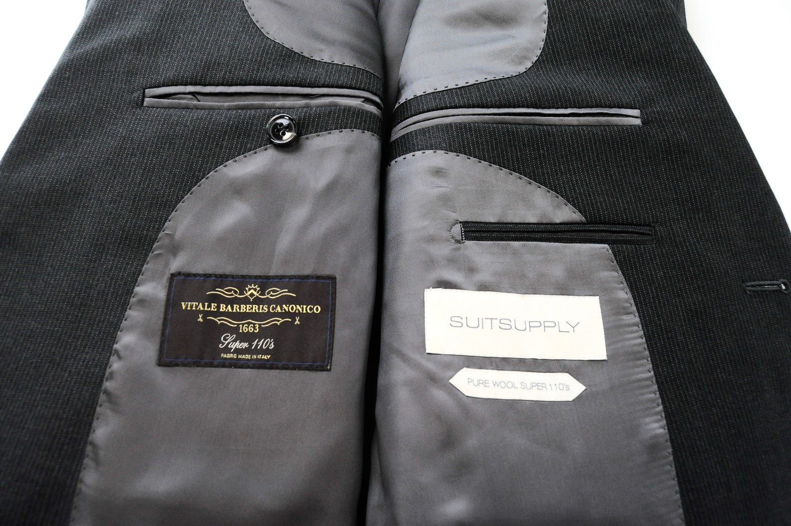 SUITSUPPLY Napoli Men Blazer UK38R Super 110's Wool Striped Dark Grey Jacket