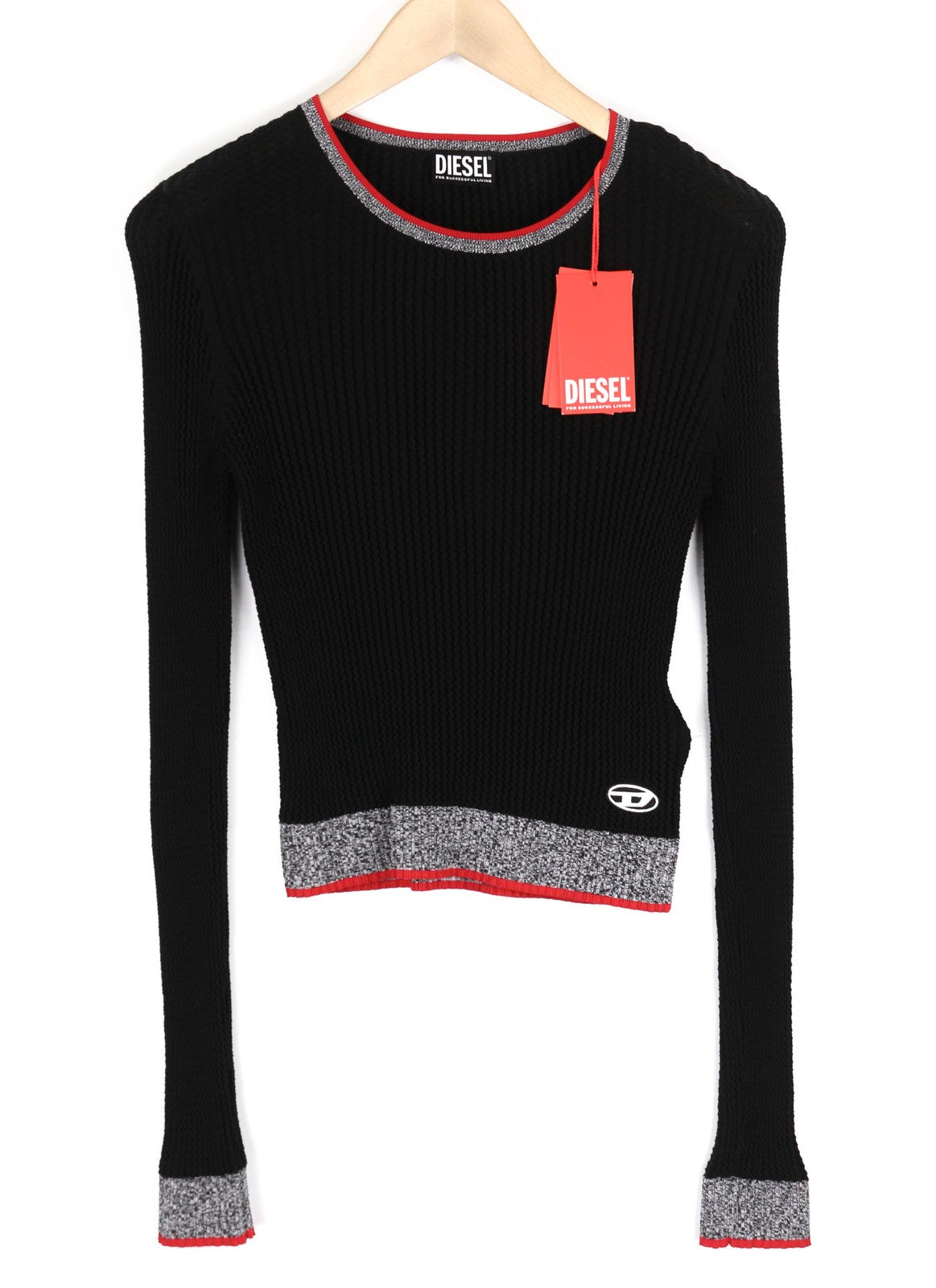 DIESEL M-Arianne Women Jumper M Pullover Crew Neck Knitted Stretch Black RRP€175