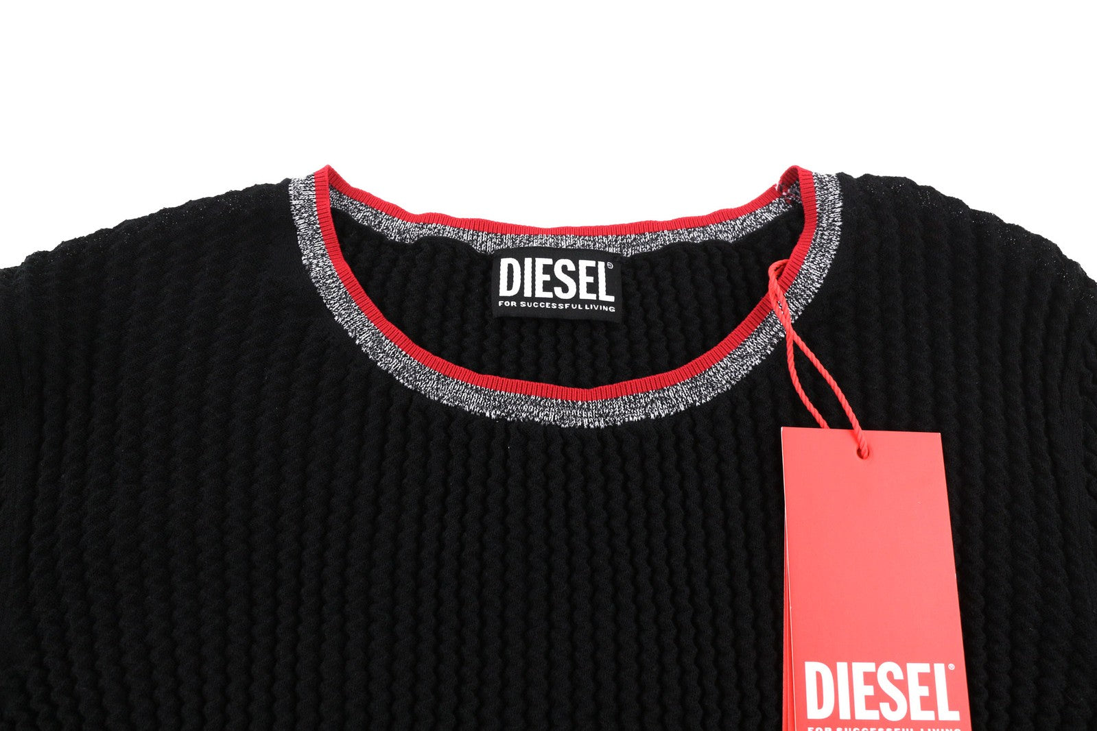 DIESEL M-Arianne Women Jumper XL Pullover Crew Neck Knitted Stretch Black RRP175