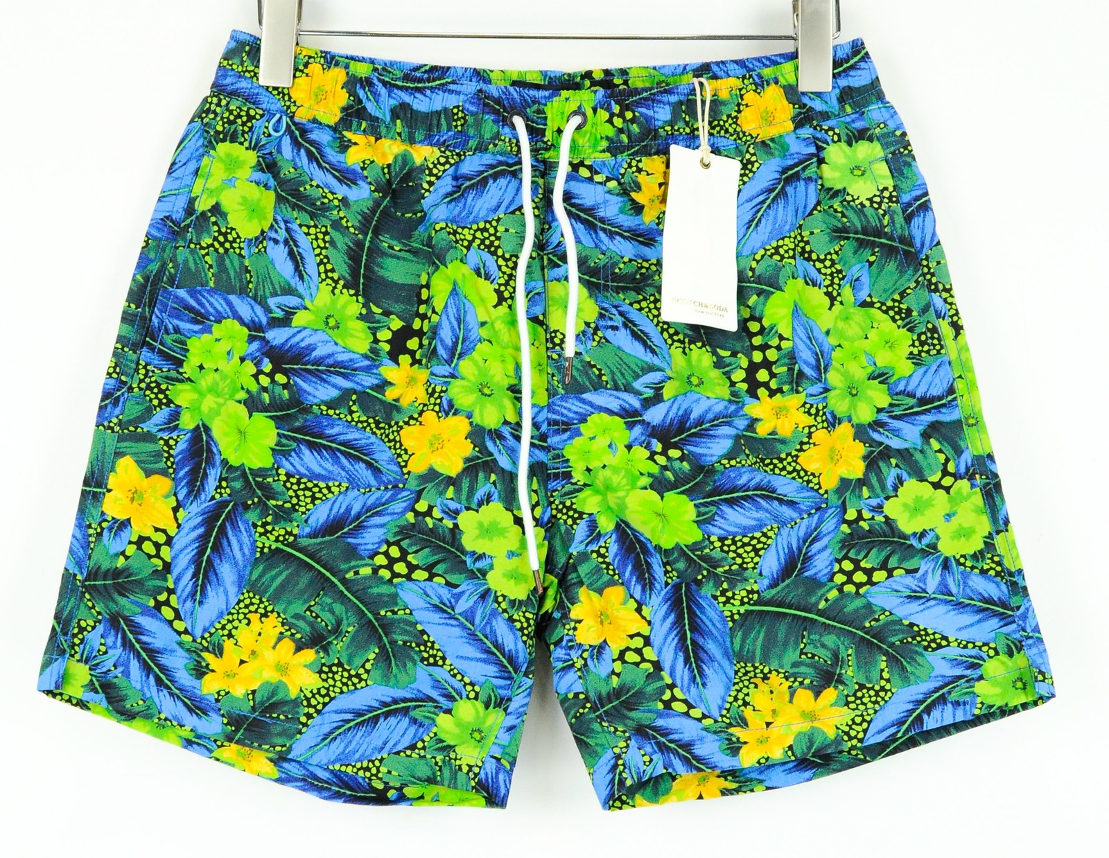 SCOTCH & SODA Ams Couture Men Swimwear L Green & Blue Cotton Trunks