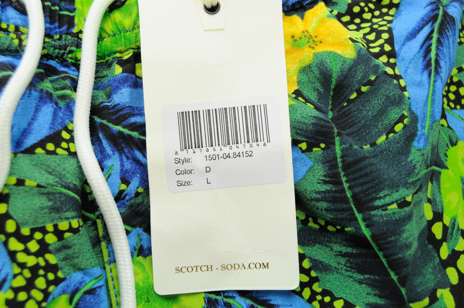 SCOTCH & SODA Ams Couture Men Swimwear L Green & Blue Cotton Trunks