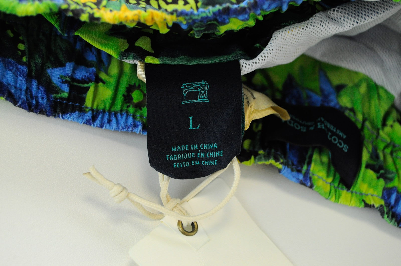 SCOTCH & SODA Ams Couture Men Swimwear L Green & Blue Cotton Trunks