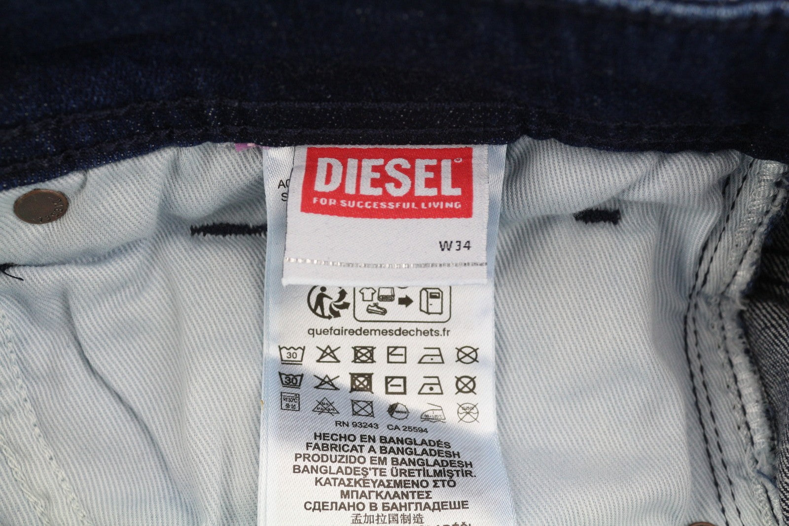 DIESEL 1985 Larkee RB067 Men Jeans W34/L32 Straight Fit Buttoned Washed Blue