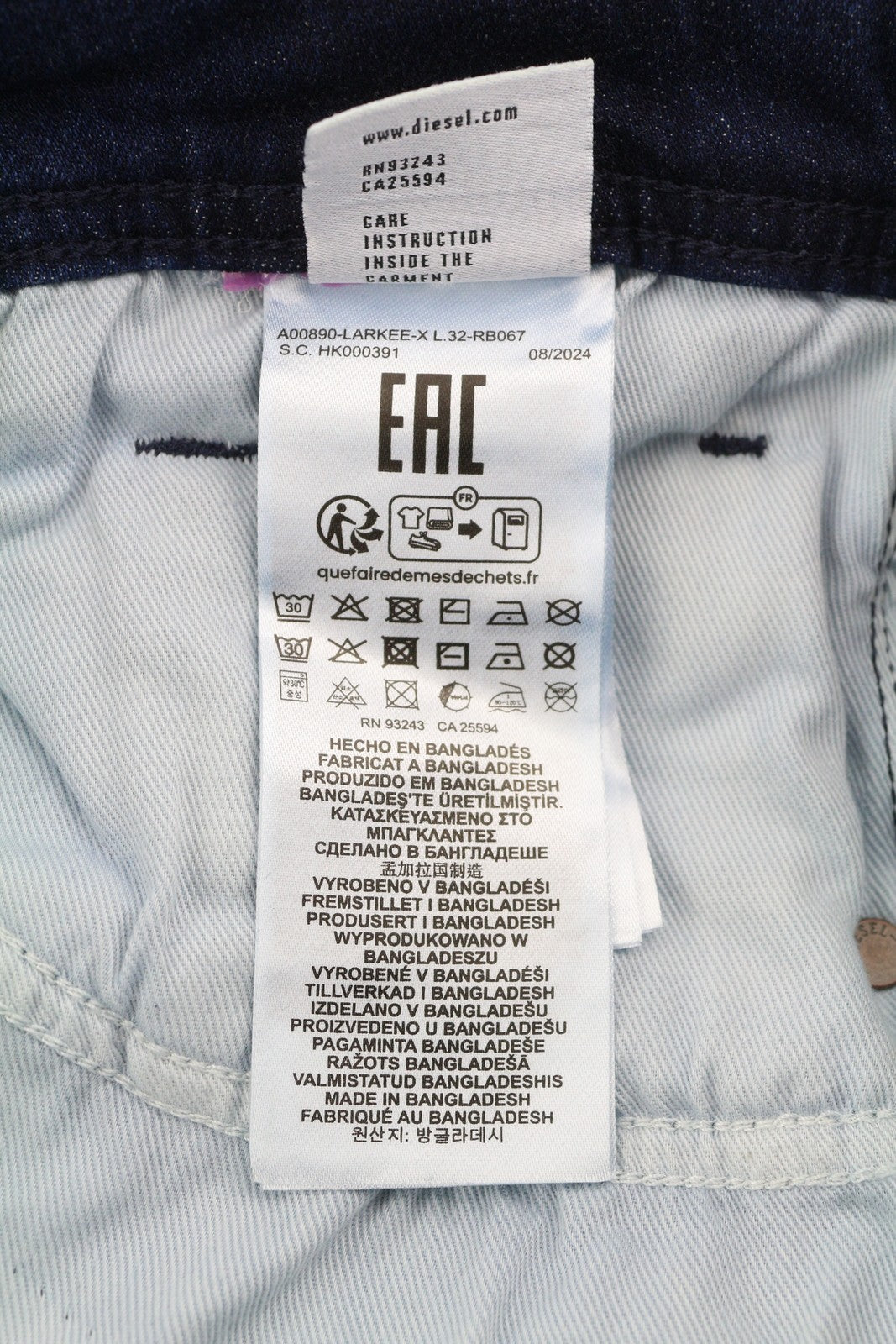 DIESEL 1985 Larkee RB067 Men Jeans W34/L32 Straight Fit Buttoned Washed Blue