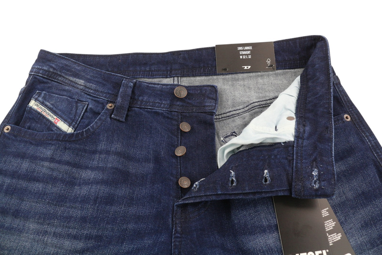 DIESEL 1985 Larkee RB067 Men Jeans W32/L32 Straight Fit Buttoned Washed Blue