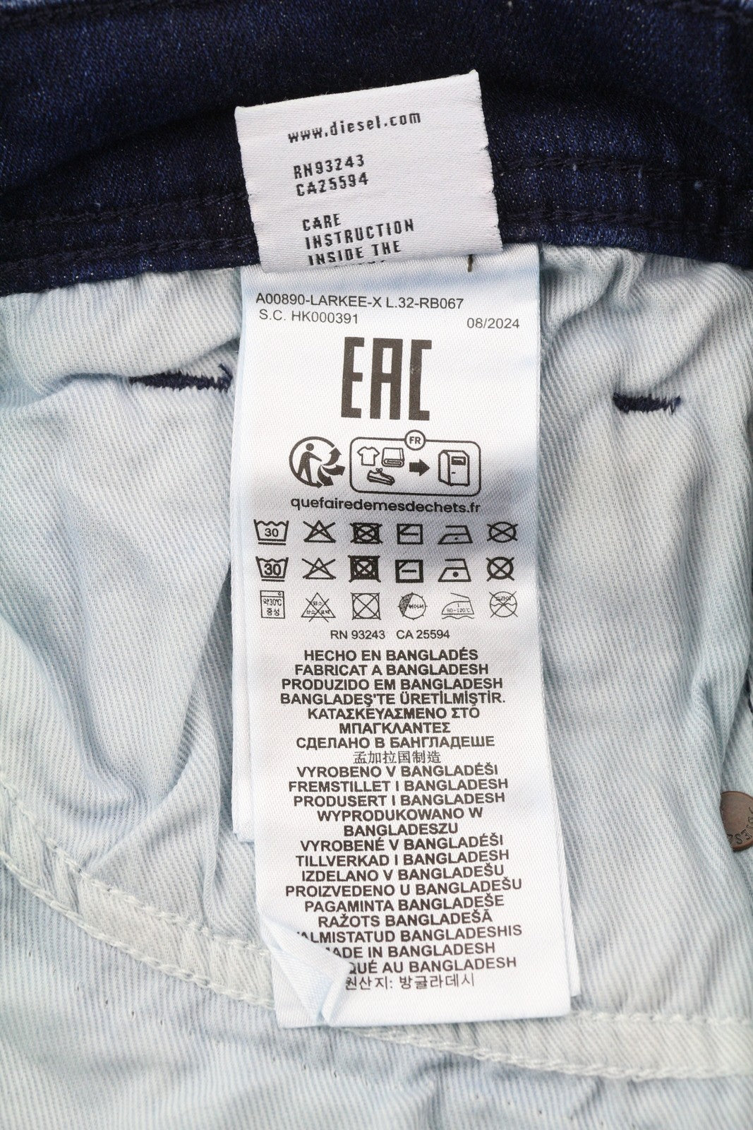 DIESEL 1985 Larkee RB067 Men Jeans W32/L32 Straight Fit Buttoned Washed Blue