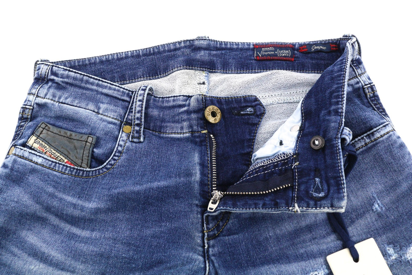 DIESEL Grupee-NE 0607U Women Jeans W25 Sweat Jogg Super Slim Skinny Blue RRP€250