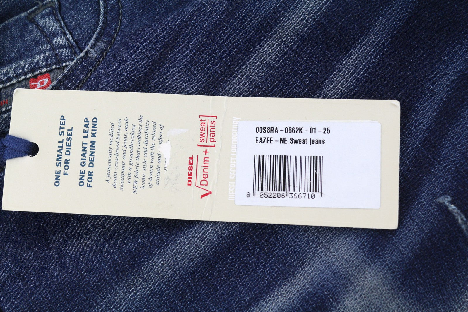 DIESEL Eazee-NE 0662K Women Jeans W25 Sweat Jogg Boyfriend Cropped Blue  RRP€235