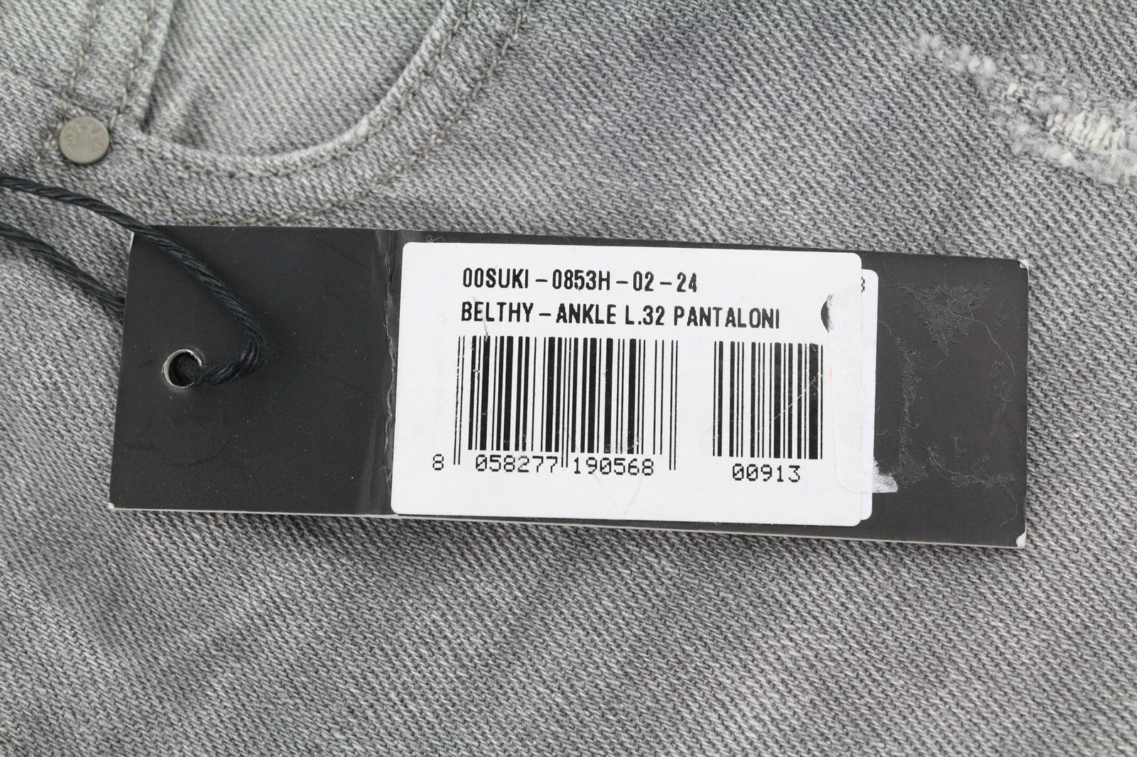 DIESEL Belthy-Ankle 0853H Womens Jeans W24/L32 Slim Straight Grey Distressed