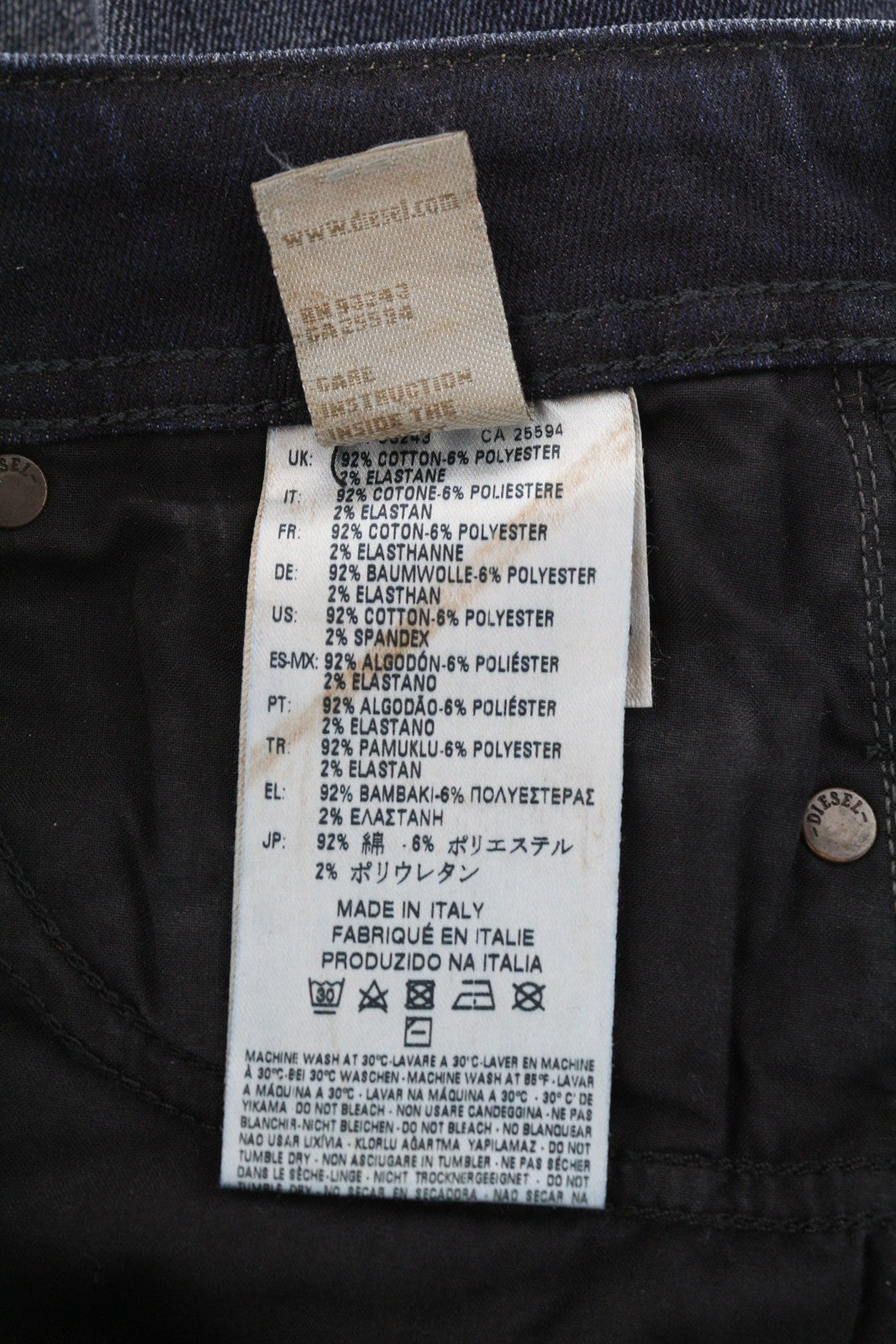 DIESEL D.N.A. Reen 0844T Women Jeans W24/L30 Regular Straight Dark Blue Stretch