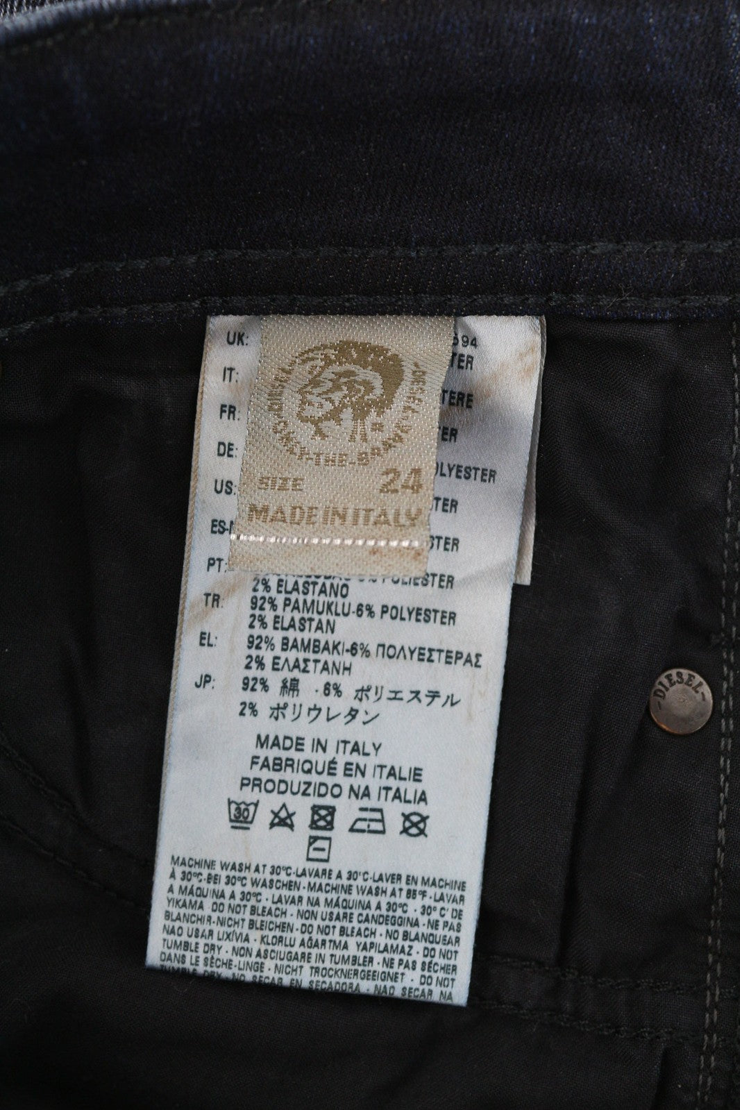 DIESEL D.N.A. Reen 0844T Women Jeans W24/L30 Regular Straight Dark Blue Stretch